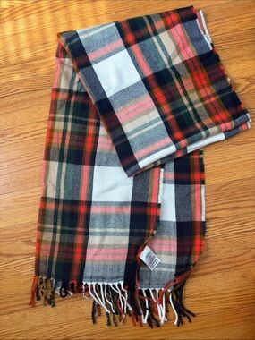 J. Crew Factory Plaid Fringe Scarf in Navy, Red, Cream, Green, Tan